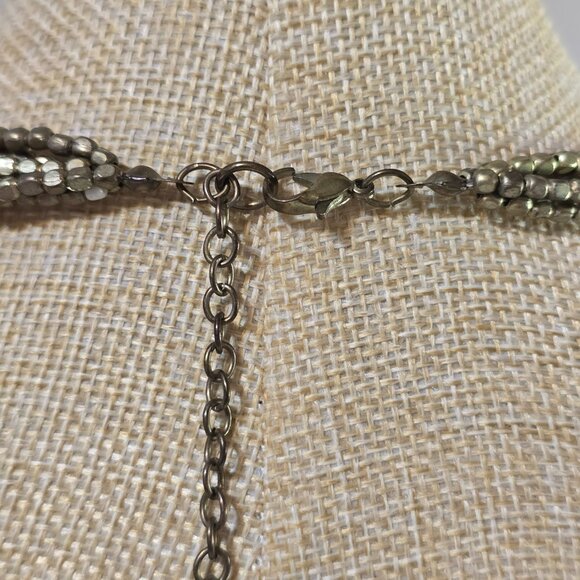 Collar Bib Style Pearlized Pink Bronze White Necklace - Picture 3 of 3